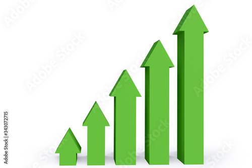 Growth charts with arrows - 3d rendering