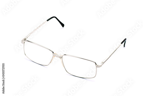 Glasses in Classic Style Close Up, Eyeglasses Isolated on White Background