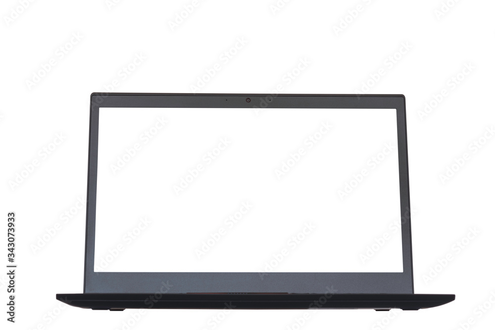 One black laptop with white screen isolated on white background with Clipping path One black laptop with white screen isolated on white background with Clipping path