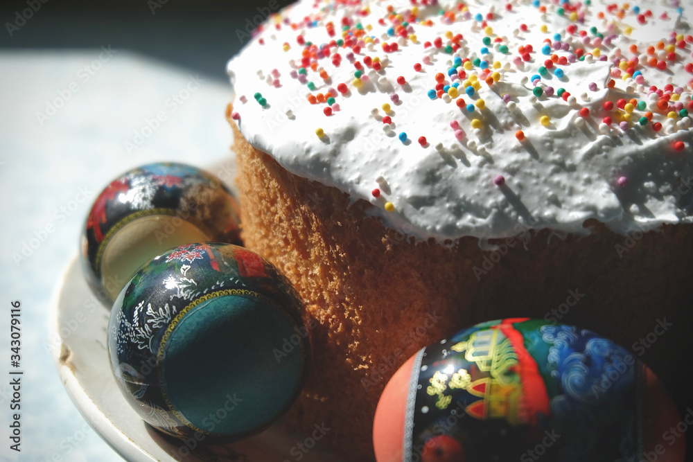 Naklejka premium Easter cakes and eggs