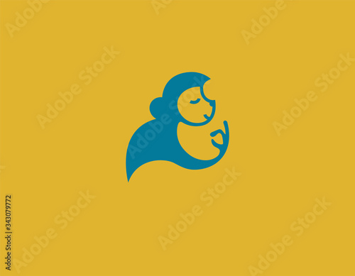 Creative logo icon funny monkey in profile