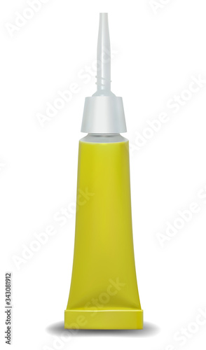Super glue. 3D realistic metallic container glue . Vector