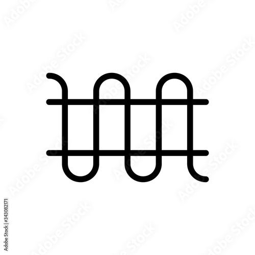 Radiant Floor Heating. Linear icon of curved spiral cable. Black simple illustration of in-floor warming system. Contour isolated vector emblem on white background. Part of thermomat