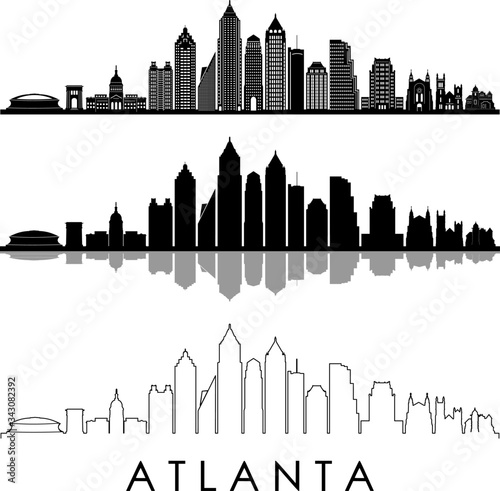 ATLANTA GEORGIA City Skyline Silhouette Cityscape Vector