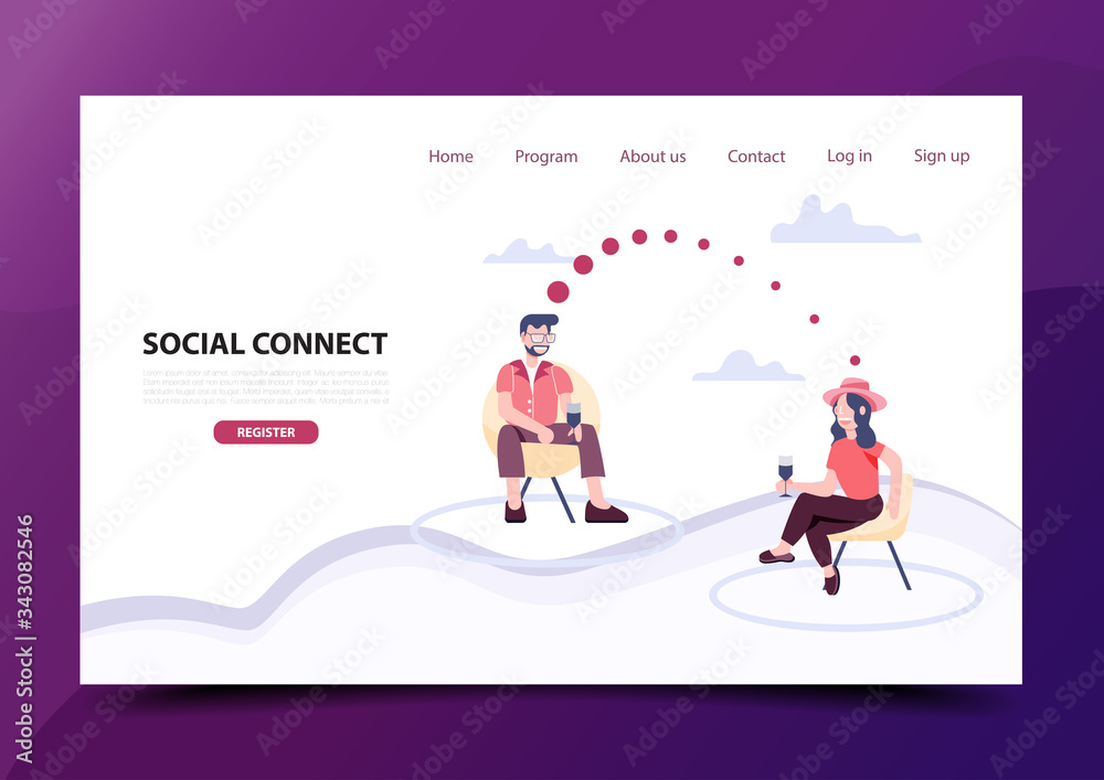 Social connect concpet of physical distancing. Health care and medical digital media landing page. Social connect concpet of physical distancing. Health care and medical digital media landing page.