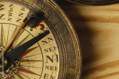 Close up view of the compass