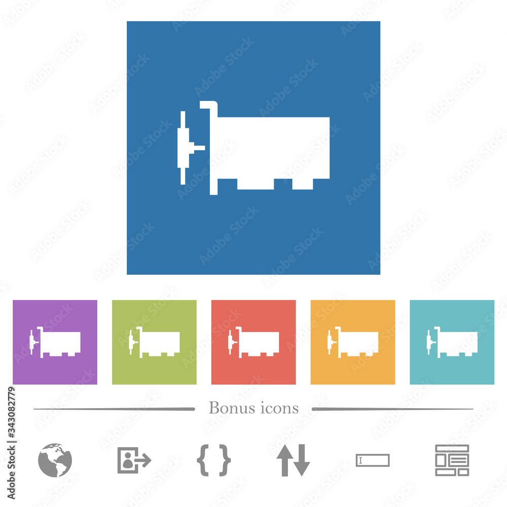 Network interface card flat white icons in square backgrounds Network interface card flat white icons in square backgrounds