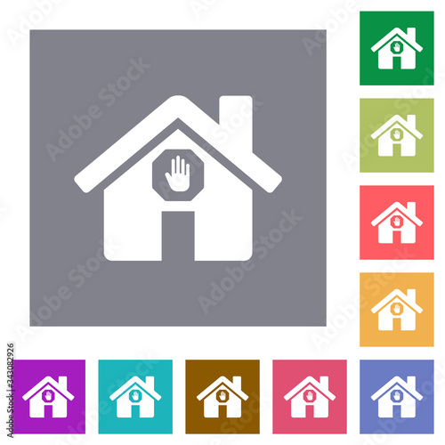 Home quarantine square flat icons