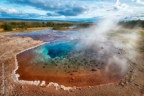 Colorful Hot Geysers in Southern Iceland