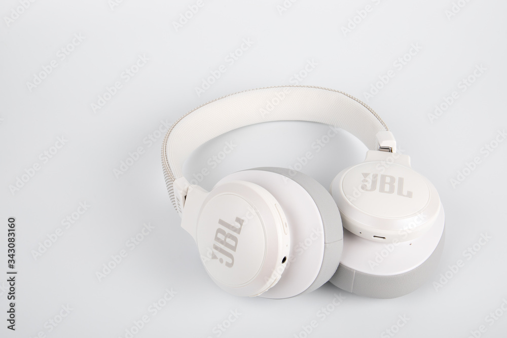 fiktion jeg behøver kæde Headphones bluetooth JBL Live 500BT, new headphones on white background  Stock Photo | Adobe Stock