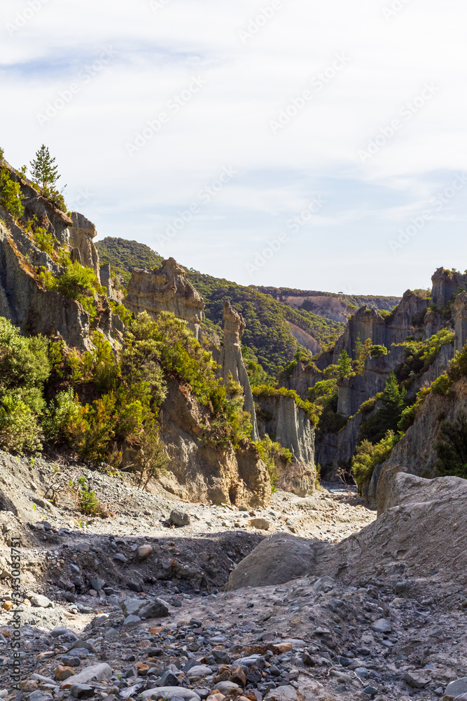 Valley of Putangirua Pinnacles. Landscapes. North Island. New Zealand