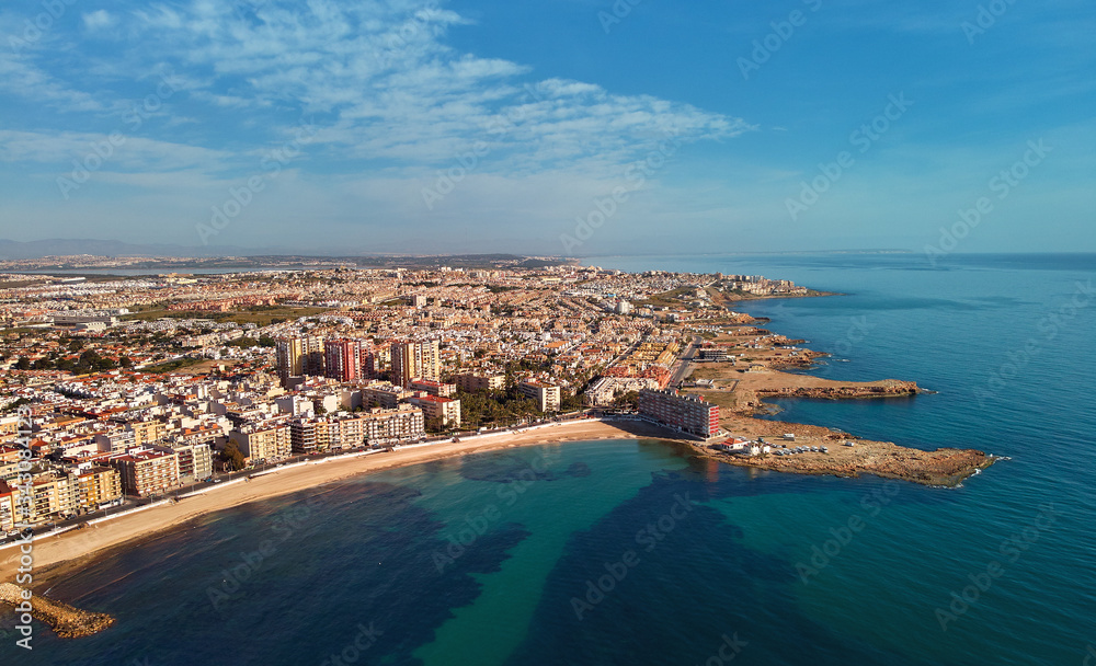 Aerial panorama of Torrevieja cityscape. Costa Blanca. Spain