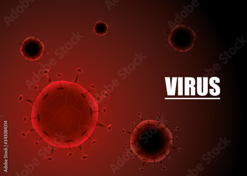 covid19 particles in vibrant red color background