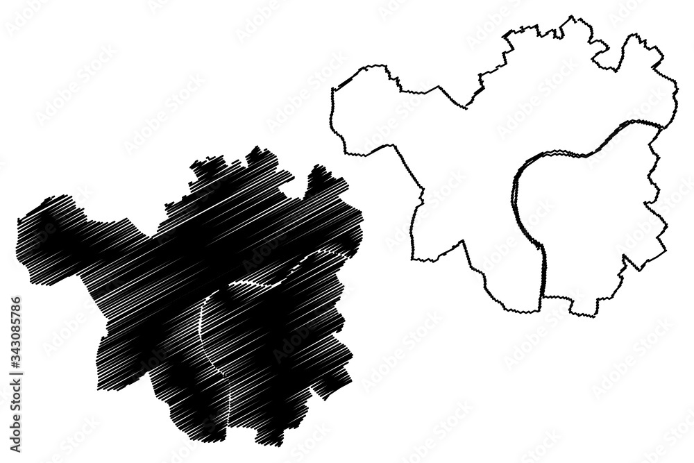 Namur City (Kingdom of Belgium, Wallonia Region) map vector illustration, scribble sketch City of Namur map
