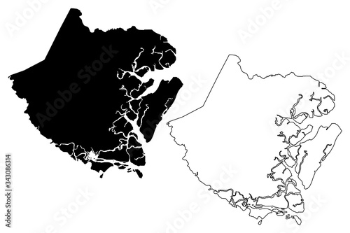 McIntosh County, Georgia (U.S. county, United States of America,USA, U.S., US) map vector illustration, scribble sketch McIntosh map
