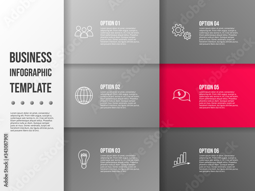 Gray flow chart with business icons. Infographic template. Vector