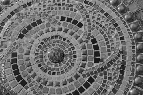 Black and white image of Thai definition and mosaic pattern