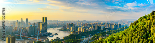 Chongqing city skyline and architectural landscape at sunset,China. photo