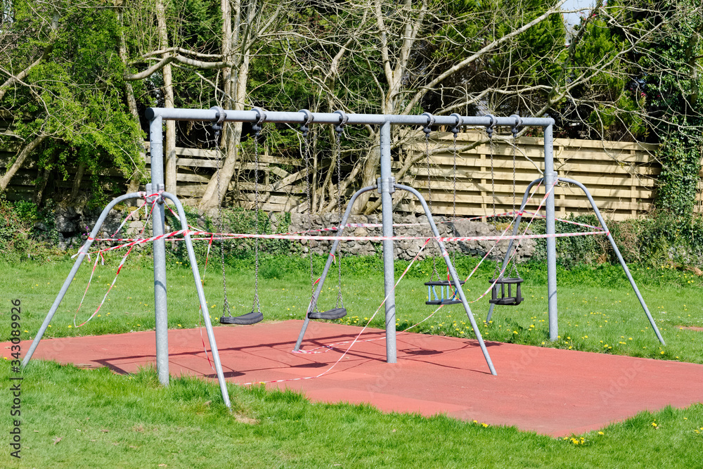 Play park for kids and outdoor gym closed due to Coronavirus Covid-19 lockdown