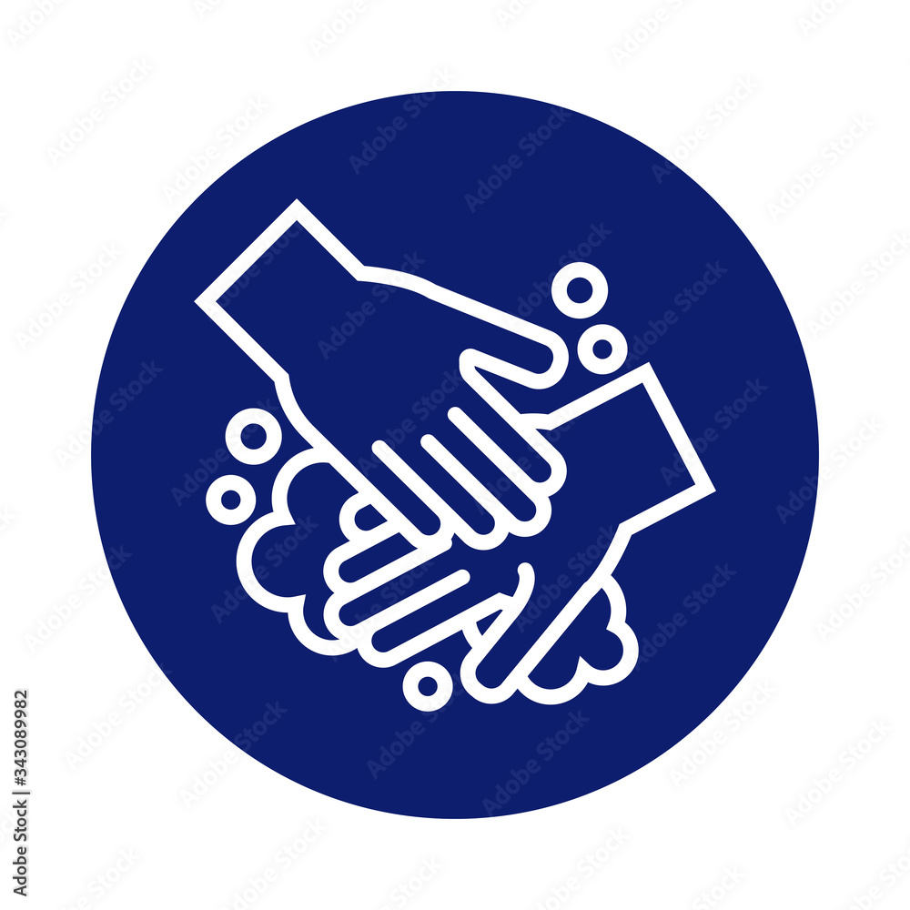 hands washing with foam block style icon hands washing with foam block style icon