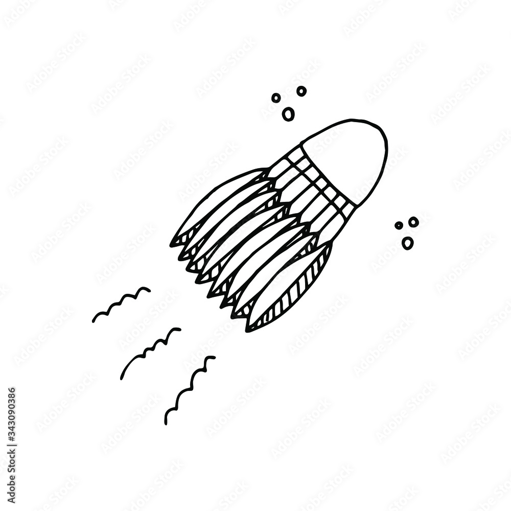 Hand drawn black line shuttlecock. Badminton. Vector. Hand drawn black line shuttlecock. Badminton. Vector.