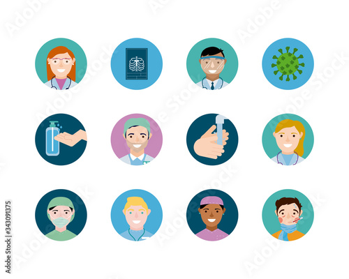 bundle of medical staff set icons