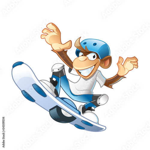 Cool cartoon monkey on a hoverboard
