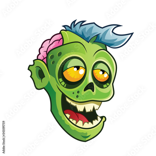 Drunk Zombie Head Cartoon Illustration
