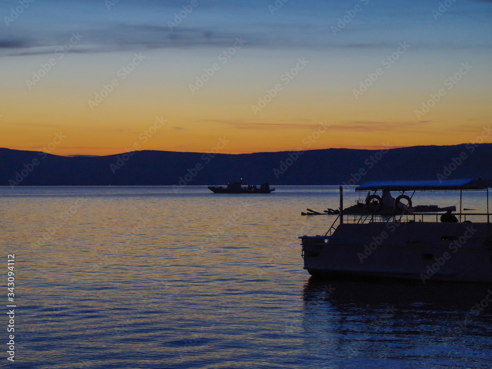 View of Lake Baikal at sunset