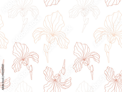 Floral seamless pattern with iris flowers