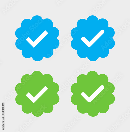 Tick Mark Verification Batch, Verify Icons in Blue and Green Color Vector Isolated EPS10