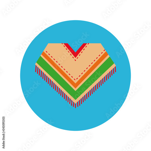 mexican culture poncho block and flat style icon