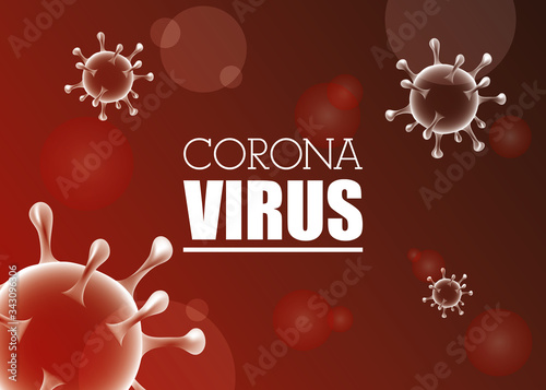 covid19 particles in vibrant red color background