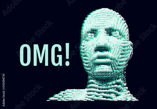OMG! Horrible, stress, shock. Human emotions, facial expression concept.