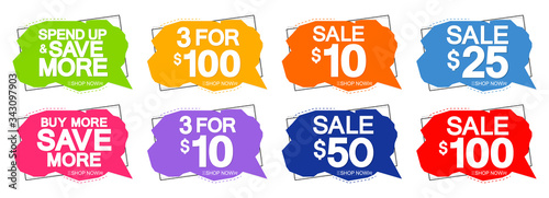 Set Sale banners design template, discount tags, vector illustration