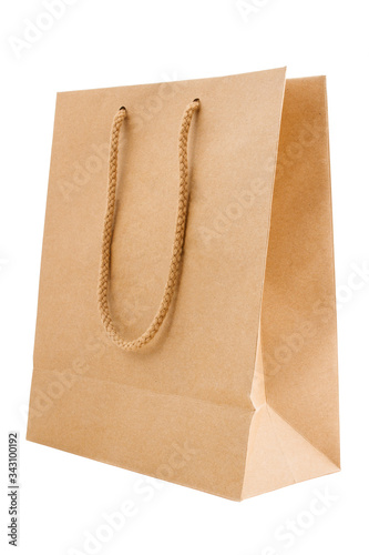 Kraft paper bag isolated on white background