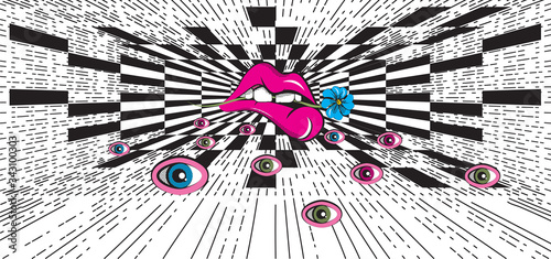 Obraz na płótnie Vector illustration in op art and pop art style