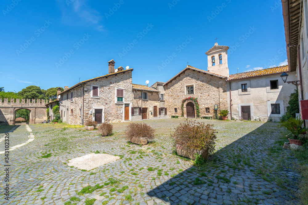 Italian romantic church in a cozy village