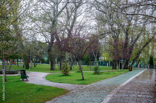 29 March 2020 Eskisehir Turkey. Coronavirus precautions made by Eskisehir Municipality closed parks playgrounds and empty streets photo