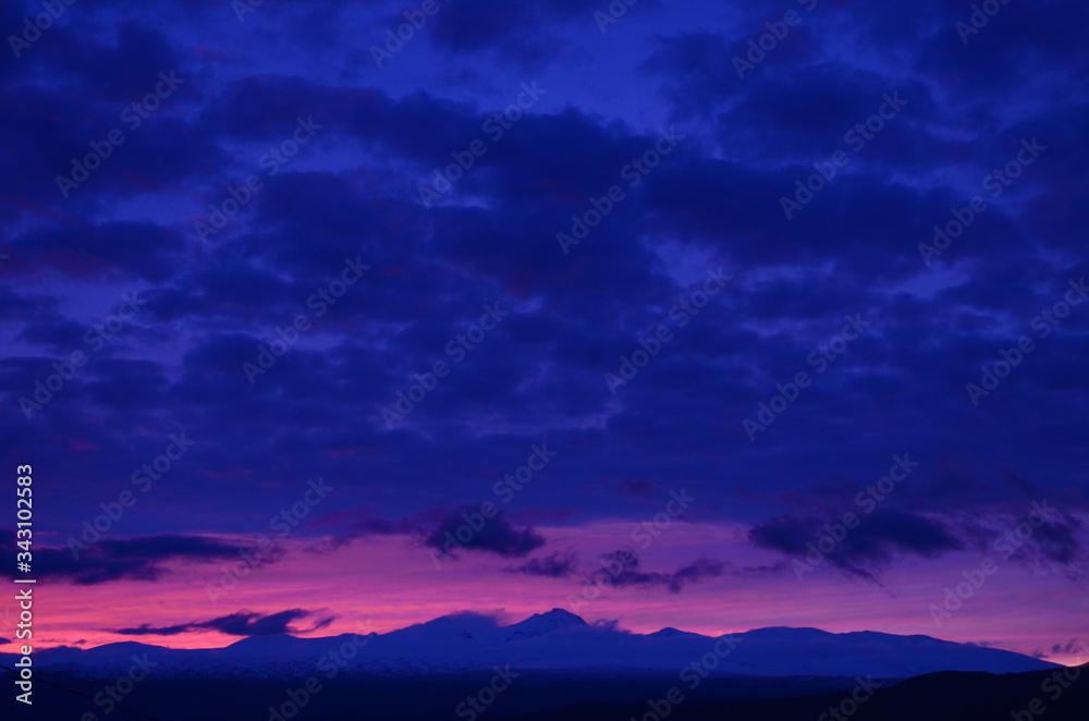 Sky gradient from blue to orange sunset Sky gradient from blue to orange sunset