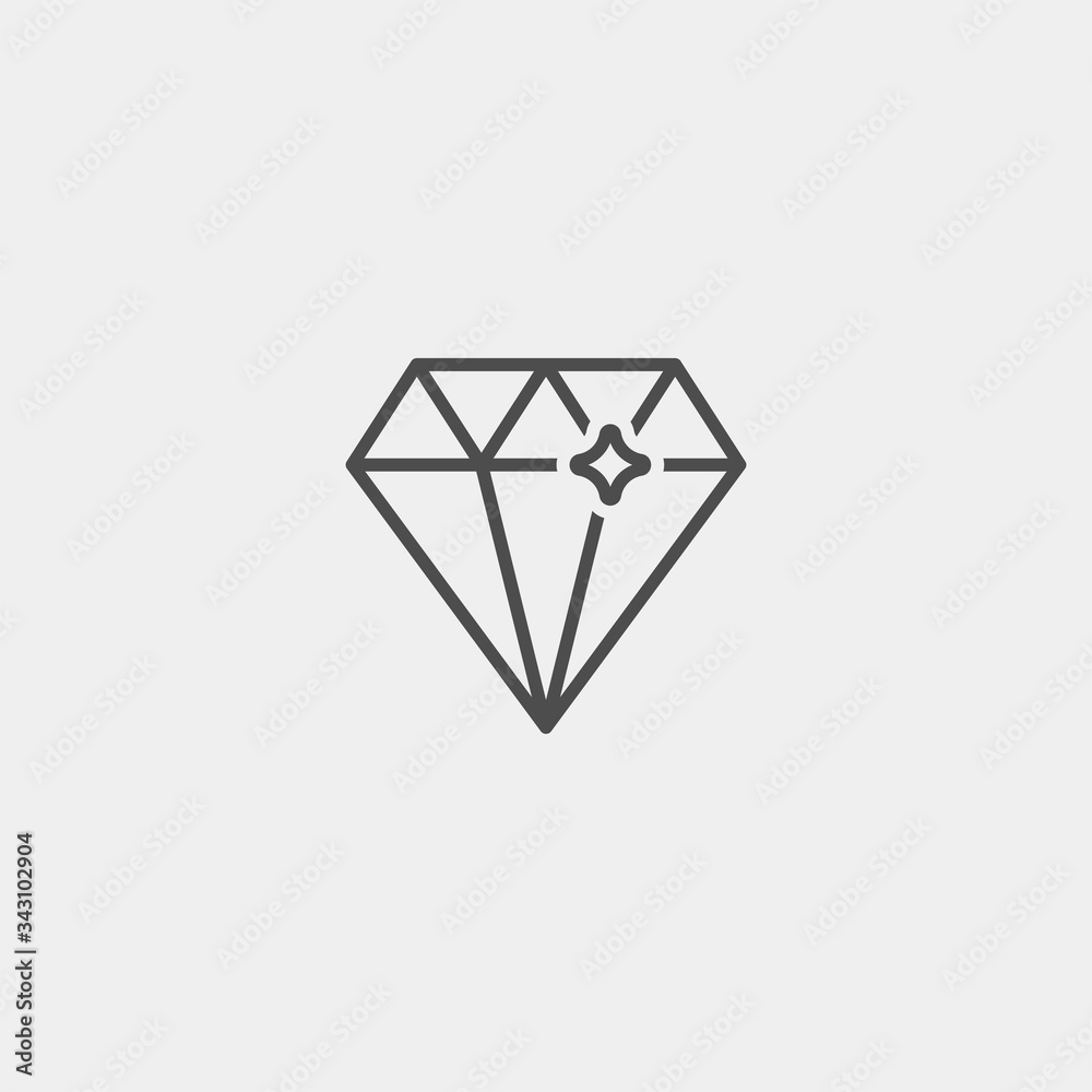 Diamond flat vector icon. Crystal flat vector icon Diamond flat vector icon. Crystal flat vector icon
