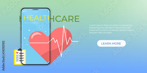 Tele Consultation Online with. Mobile Application Technology Concept.  Vector illustration
