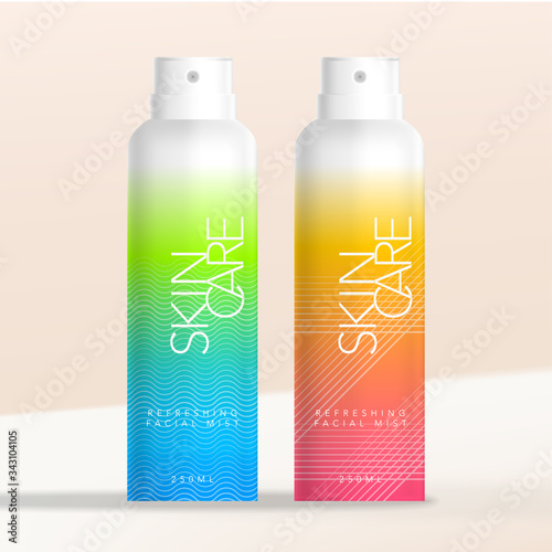 Vector Facial Moisturizing Mist Aerosol Spray Bottle, Neon Gradient Design