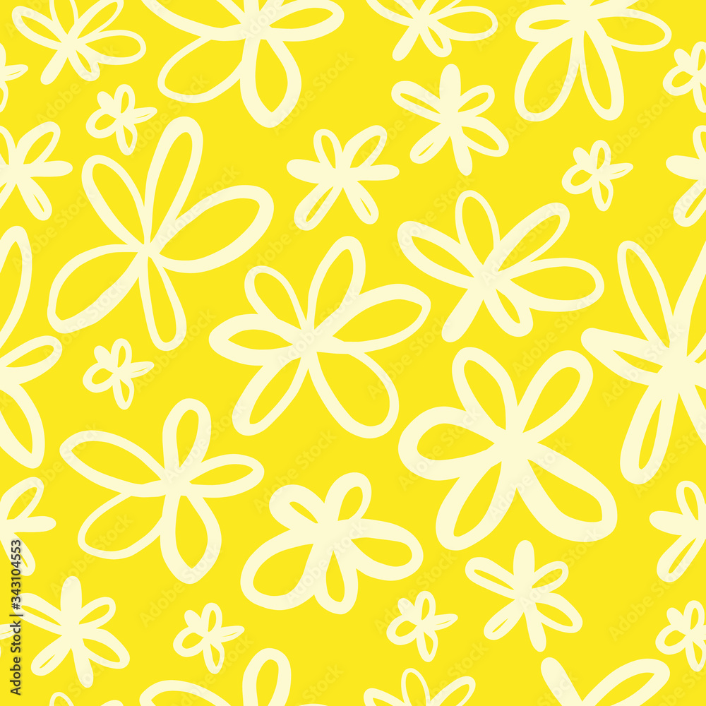 Cute Repeat Daisy Wildflower Pattern with yellow background. Seamless floral pattern. White Daisy. Stylish repeating texture. Repeating texture. Cute Repeat Daisy Wildflower Pattern with yellow background. Seamless floral pattern. White Daisy. Stylish repeating texture. Repeating texture.