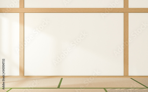 tropical style room interior, empty room japan style. 3D rendering photo