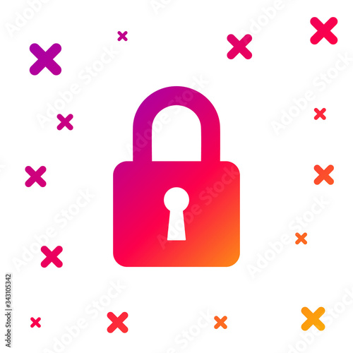 Color Lock icon isolated on white background. Padlock sign. Security, safety, protection, privacy concept. Gradient random dynamic shapes. Vector Illustration