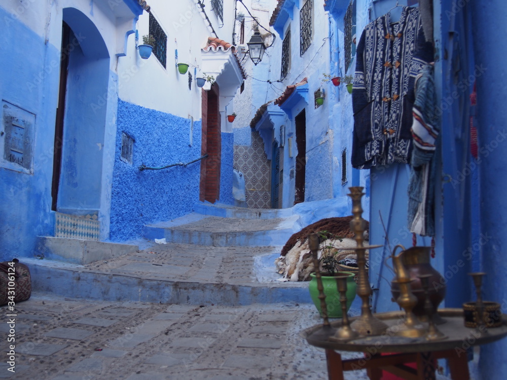 The beautiful and blue old town of Chaouen (Chefchaouen), Medina, Morocc