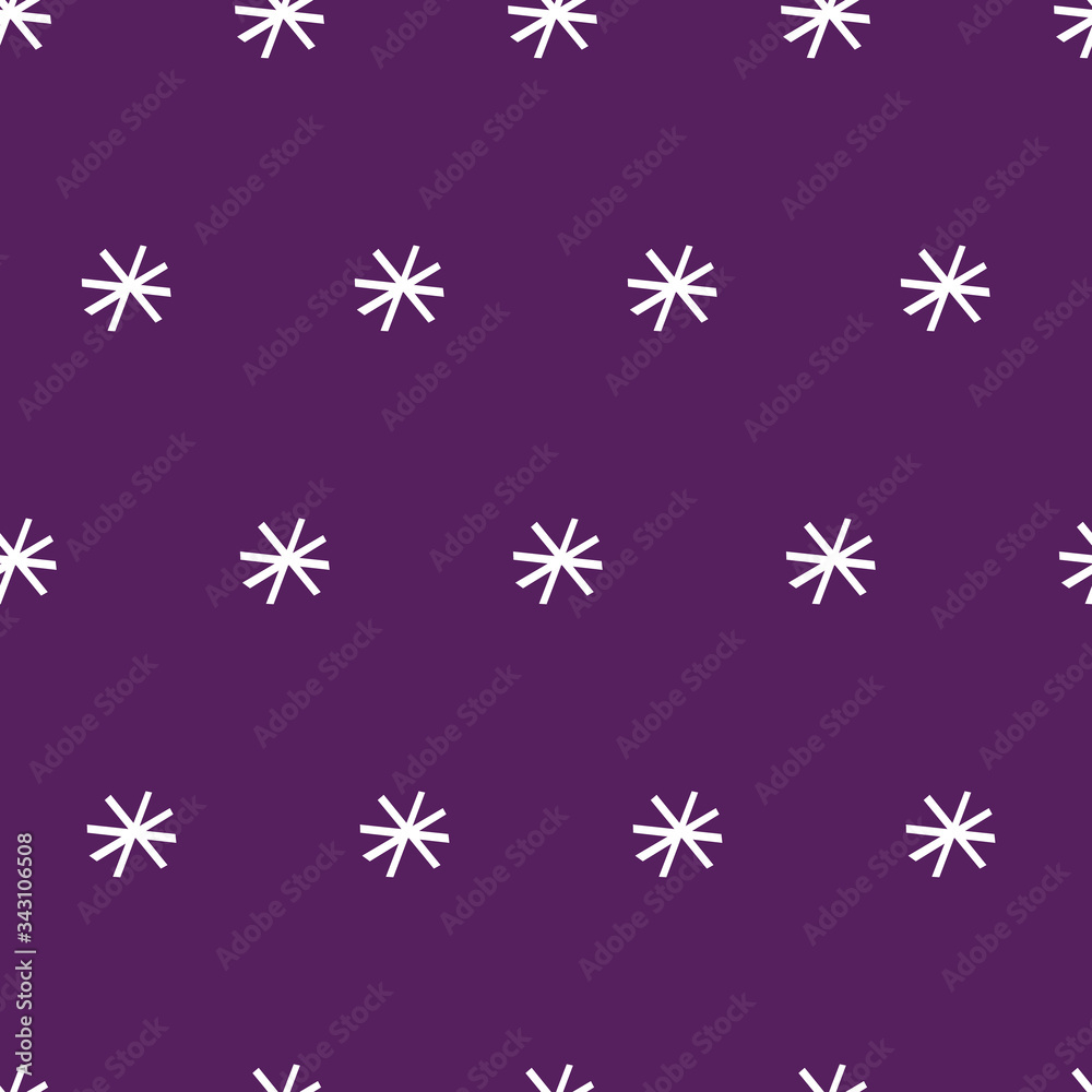 Seamless retro purple vector pattern with white stars.