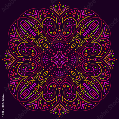 mandala violet pink circle pattern ornament (ID: 343106737)