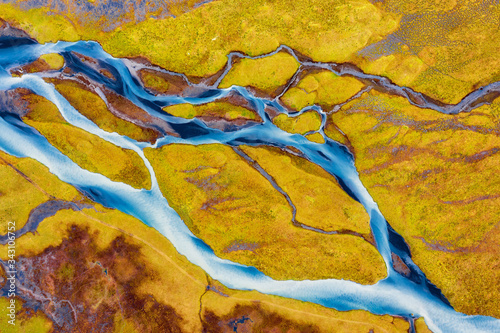 Obraz na płótnie Colorful River Aerial taken in Southern Iceland w salonie
